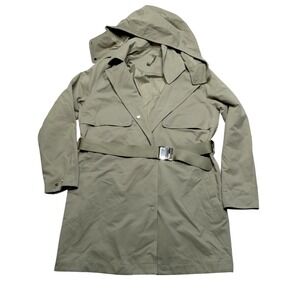 Lululemon Trench Coat Womens 8 Khaki‎ Belted Hooded Rain Jacket Lightweight